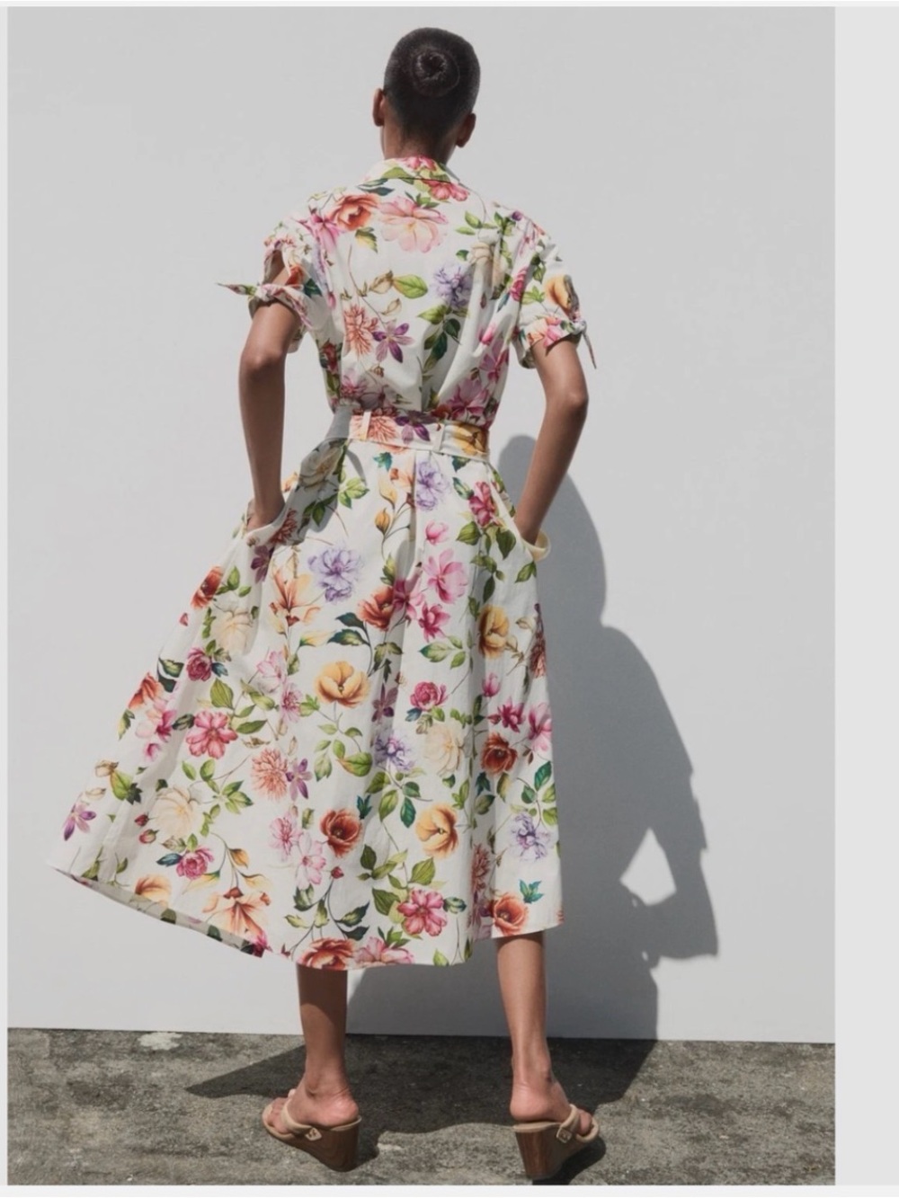 Zara PRINTED POPLIN Size Small 
100% cotton MIDI DRESS - Picture 2 of 7
